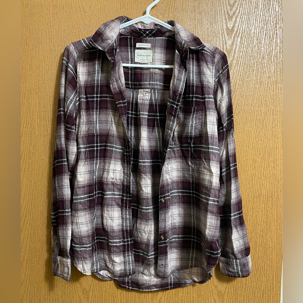 Purple, black, and white flannel